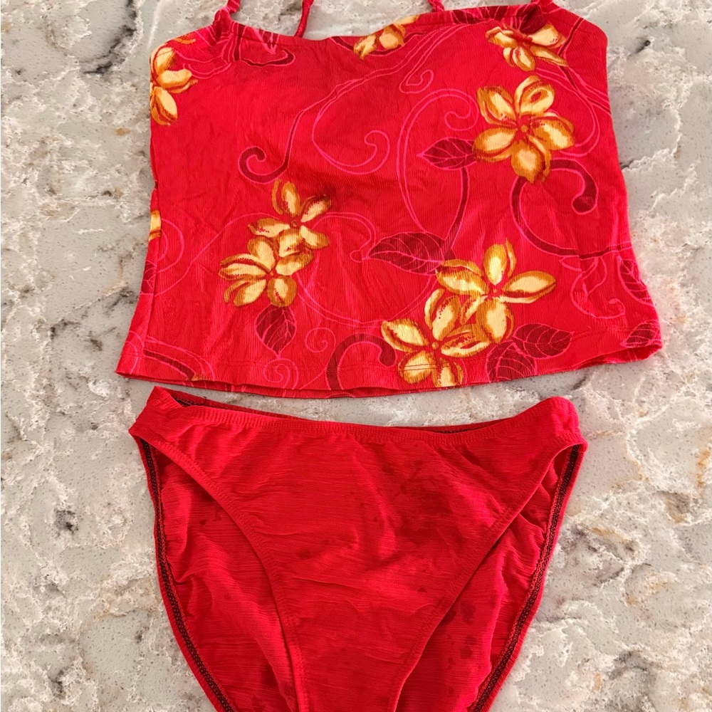 Athena Red Floral One-Piece Style Tankini